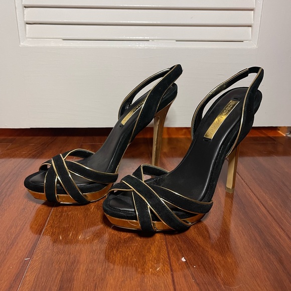 NEW BCBG Black and Gold platform stiletto heels size 7 - Picture 2 of 5